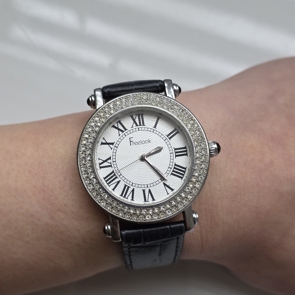 Freelook Stainless Steel Water Resistant Watch with Crystal Accents